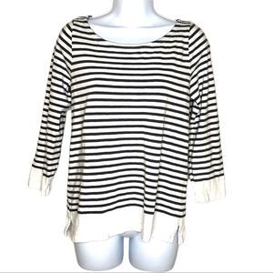 J. Crew Striped 3/4 Sleeve Top Size Large
